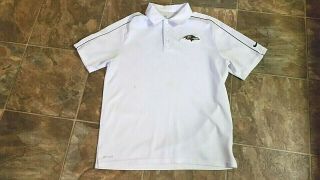 Baltimore Ravens Polo Shirt White Nike Dri - Fit Medium