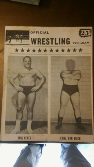 Beyers Destroyer Vs Von Erich Crusher Lisowski Wwwf 1959 Wrestling Program Nwa