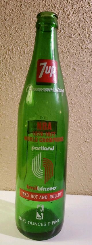 Six 1976 - 77 Nba Portland Trail Blazers World Champions Full 16 Oz.  7 Up Bottle
