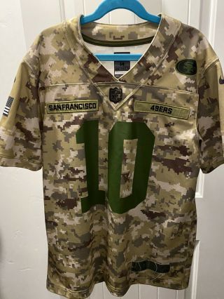 Jimmy Garoppolo 10 Jersey Salute To Our Troops Camo Youth M Sf 49ers