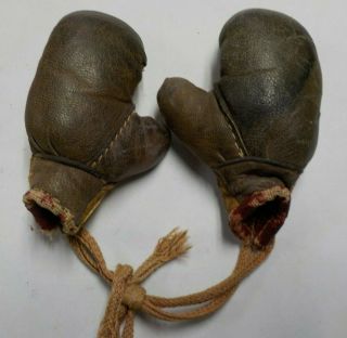 Antique Salesman Sample Miniature Leather Boxing Gloves Pair
