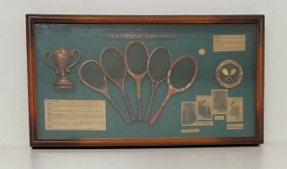 History Of The Tennis Racket Shadowbox Framed Art 21x11