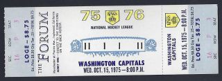 Vintage 1975 - 76 Nhl Washington Capitals @ Los Angeles Kings Full Hockey Ticket