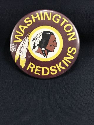 Washington Redskins Vintage 1970 ' s NFL Football Pin Back Button 1.  75 