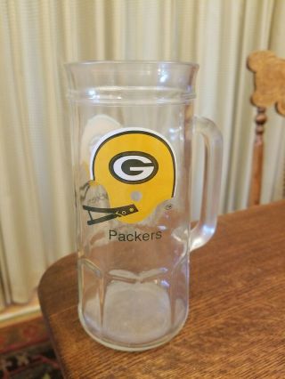 Vintage Glass Fisher Peanut Jar Beer Mug Stein - Green Bay Packers - Nfl Football