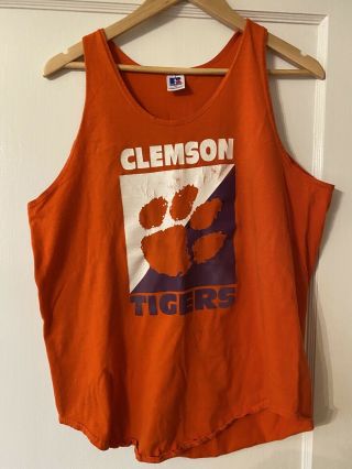 Vintage Russell Athletic Clemson Tigers T Shirt Tank Size Xl Men Women Usa
