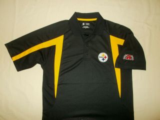 Nfl Pittsburgh Steelers Short Sleeve Black Polo Shirt Mens Small Cond.