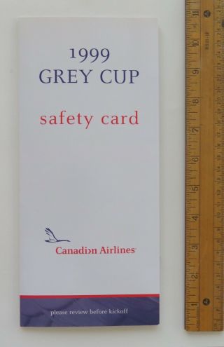Bb17 Funny Canadian Airlines Safety Card 1999 Cfl Football Grey Cup In Vancouver