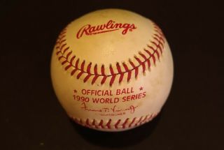 1990 Rawlings Mlb Official World Series Game Baseball.  Reds Vs Athletics
