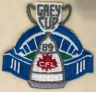 1989 Cfl Grey Cup Football Patch - Saskatchewan Roughriders