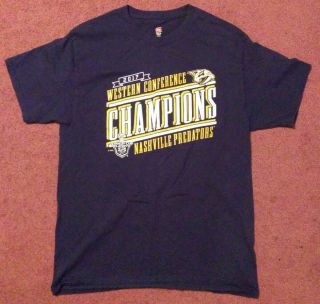Nashville Predators 2017 Western Conference Champions Mens Large Blue T Shirt