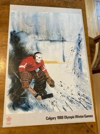 1988 Calgary Winter Olympic Games Orig Poster Advertising Hockey Goalie Cooper