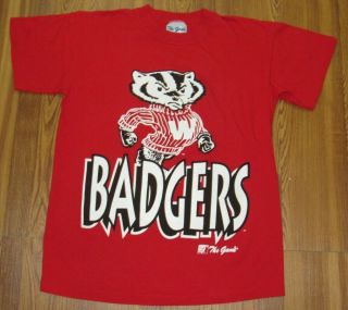 True Vintage 90s Wisconsin Badgers The Game Red Bucky T Shirt Usa Men 