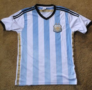 Afa Argentina Soccer Football Jersey Blue White Stripes Size M