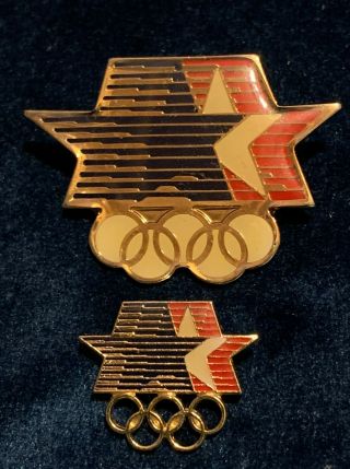 1984 Los Angeles Olympic Pin Badge La 84 Rolling Stars In Motion Large And Small