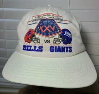 Vtg 1991 Era Bowl Xxv Buffalo Bills Ny Giants Snapback Trucker Hat (t1