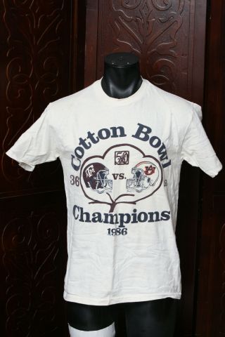 Vintage Texas A&m Vs Auburn 1986 Cotton Bowl T - Shirt Size L