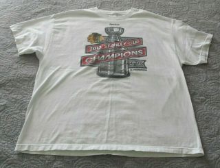 Reebok Chicago Blackhawks Nhl 2013 Stanley Cup Champions T - Shirt White Size 2xl