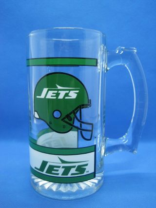 Vintage York Jets Football Nfl Glass Beer Mug Glass