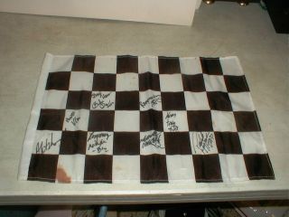 Vintage Nascar Racing Checkered Flag Signed By 9 - Drivers Help Id Names