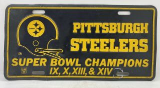 Vintage 1980 Nfl Pittsburgh Steelers Bowl Champions Football License Plate