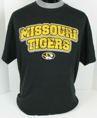 University Of Missouri Mizzou Tigers Ncaa Mens T - Shirt Majestic Size Xl Black