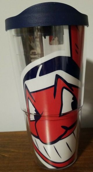 Tervis 24 Oz Cleveland Indians Baseball Tumbler With Lid Chief Wahoo Vgc