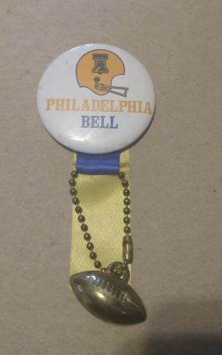 Philadelphia Bell,  World Football League,  Wfl,  Booster Pin With Football Pendant
