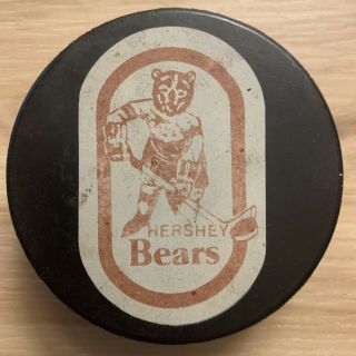 Hershey Bears Ahl Hockey Puck Vintage Inglasco Approved Made In Canada