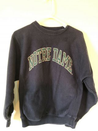 Notre Dame Steve & Barry’s Sweatshirt Navy Blue W/ Embroidered Notre Dame S