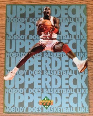 Michael Jordan Chicago Bulls 1991 92 Upper Deck Dealer Sales 9 " X 12 " Tri - Fold