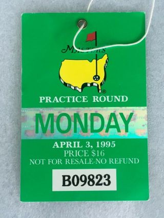 1995 Masters Golf Tournament Monday Practice Round Ticket Augusta National