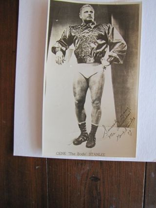 1949 Printed Autograph B&w Photograph Gene " The Body " Stanlee Mr.  America