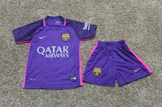 Nike Dri - Fit Messi Fcb Barcelona Soccer Football Jersey Shorts Youth Size 128