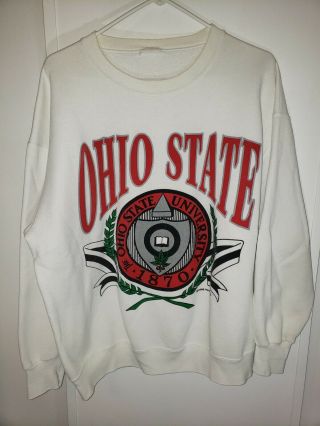 Vintage Ohio State Buckeyes University Crewneck Sweater Nutmeg 1990 Xl