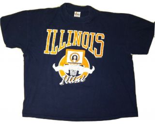 Vintage Signal 90s Ncaa Illinois Illini Basketball Single Stitch Shirt Xl Short
