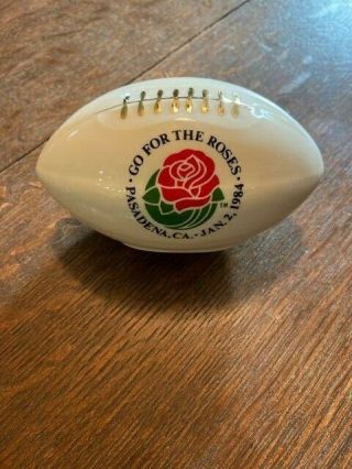 Vintage 1984 Fighting Illini Rose Bowl Go For The Roses Ceramic Football Bank