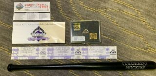 1993 Colorado Rockies Inaugural Year Accessories Pins Bat Ticket Stubs Calendar