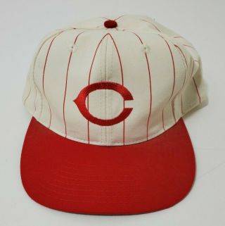Vintage Cincinnati Reds Mlb Pinstripe Snapback Baseball Hat Cap Twins Enterprise