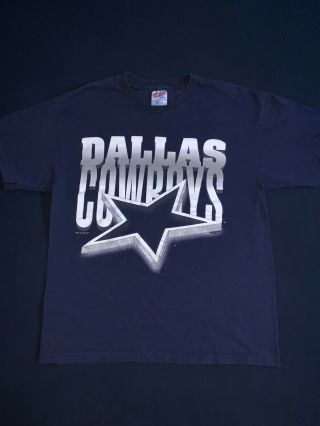 Vintage 1994 Dallas Cowboys Hanes Heavyweight T Shirt Navy Blue Size Large