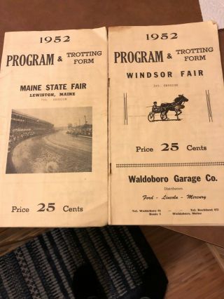 Maine Harness Horse Fair Race Program & Trotting Form - Lewiston,  Windsor - 1952