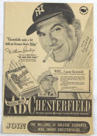 Vintage 1948 William Bendix In Babe Ruth Movie Baseball Newspaper Print Ad