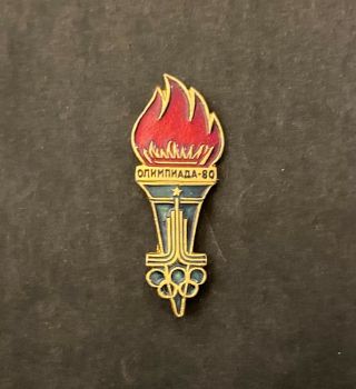 Official Moscow Russia Torch 1980 Olympic Games Pin Badge