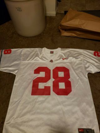 Nike Team Authentic Ohio State Buckeyes 28 Mens Size L Football Away Jersey
