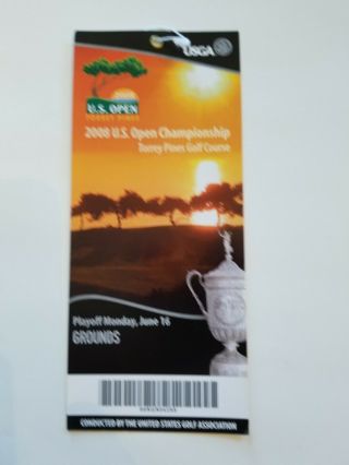 Us Open Championship Monday Playoff Ticket Monday June 16 2008 Tiger Woods Wins