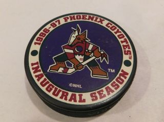 Inglasco 1996 - 97 Phoenix Coyotes Inaugural Season Hockey Puck