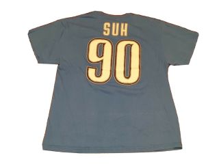 Detroit Lions Mens Large T Shirt Suh 90 Blue Short Sleeve