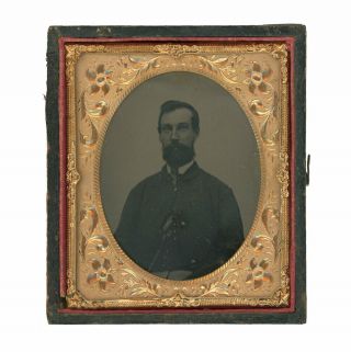 1/6 Plate Civil War Tintype Of Union Soldier