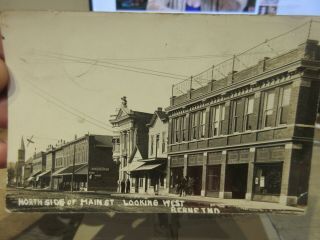 Vintage Old Postcard Indiana Berne Real Photo Main Street Bank Store Sign Church