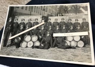Orig.  Ww2 German Photo: Elite Waffen Ss Band,  Stahlhelm Insignia,  Decals,  Rare